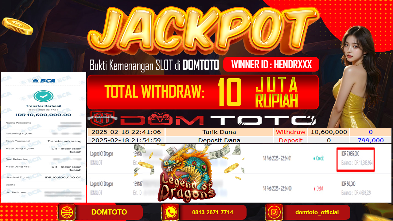 JACKPOT SLOT LEGEND OF DRAGON 18 FEBRUARI 2025